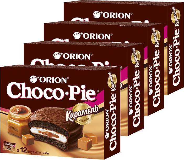 Печенье Orion Choco Pie Dark Карамель, 4 шт по 360 г