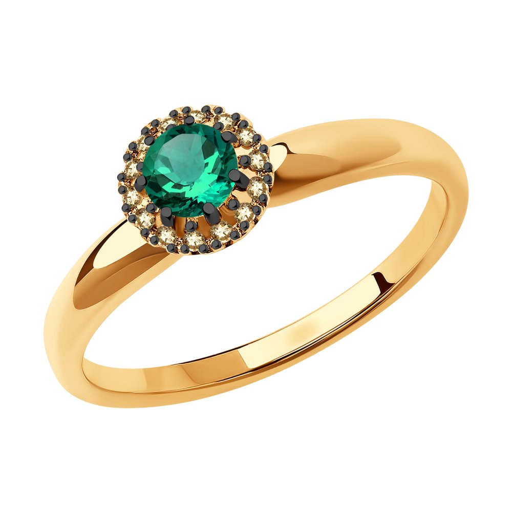 

Кольцо из красного золота с бриллиантом/изумрудом р. 15,5 SOKOLOV Diamonds 3010595, 3010595