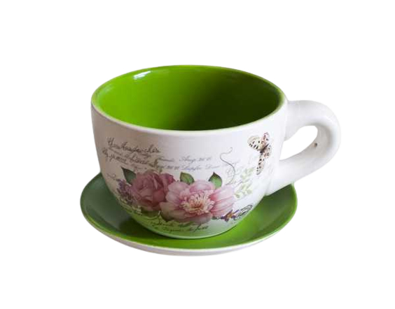 фото Горшок цветочный "чашка с блюдцем", 10 см (красный) flatel
