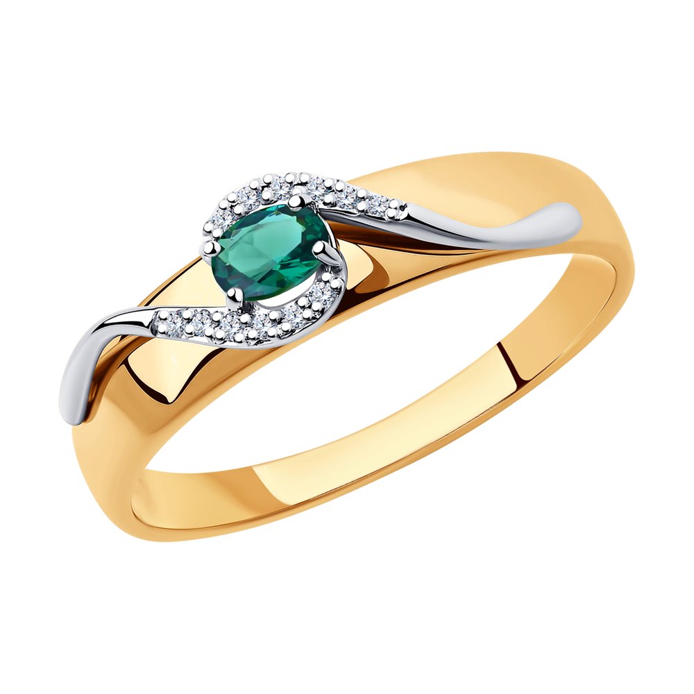 Кольцо из комбинированного золота с бриллиантом/изумрудом р. 20 SOKOLOV Diamonds 3010522