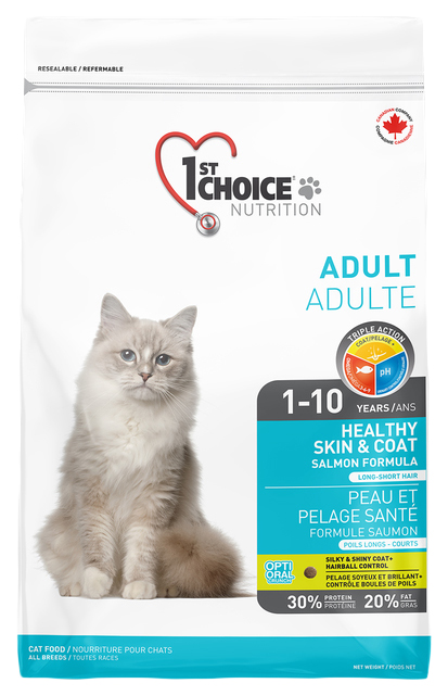 Сухой корм для кошек 1st Choice Adult Healthy Skin&Coat с лососем при аллергии, 350 г 2 шт