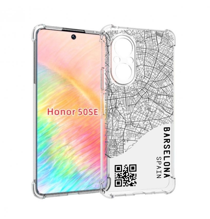 

Чехол бампер MyPads схема-барселона для Honor 50 SE противоударный, Прозрачный, Tocco