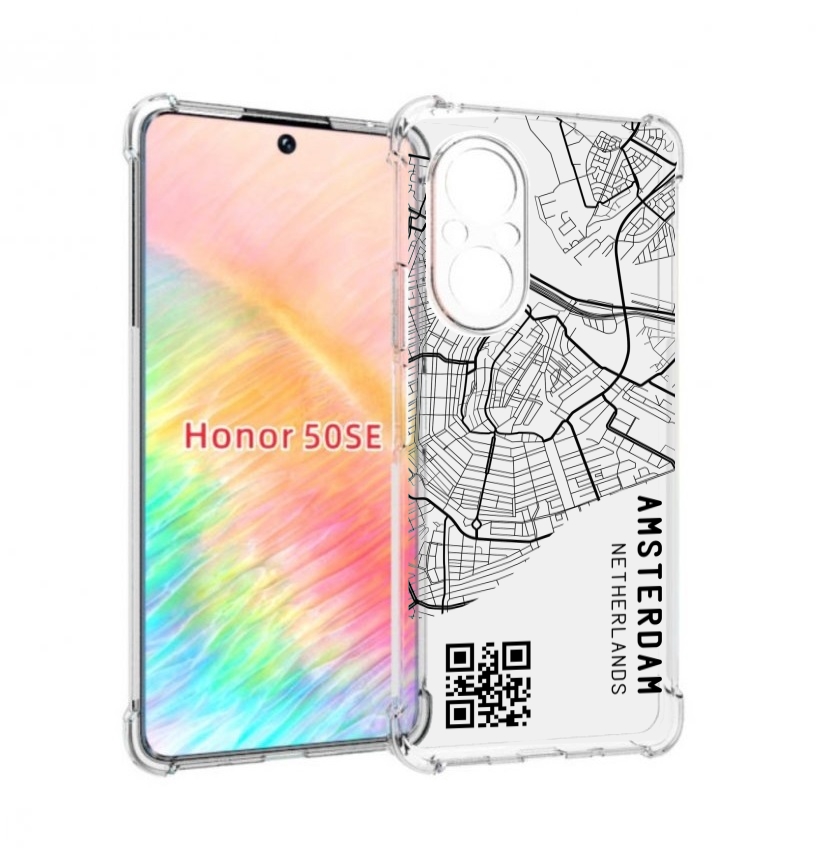 

Чехол бампер MyPads схема-амстердам для Honor 50 SE противоударный, Прозрачный, Tocco