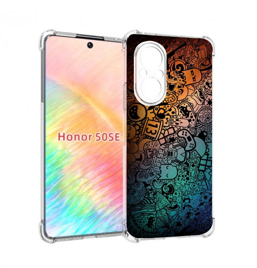

Чехол бампер MyPads стикеты в тени для Honor 50 SE противоударный, Прозрачный, Tocco