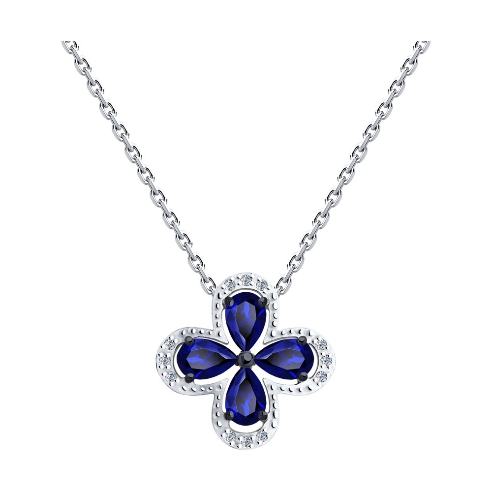 

Колье из белого золота 40-50 см SOKOLOV Diamonds 2070014, бриллиант/сапфир, 2070014