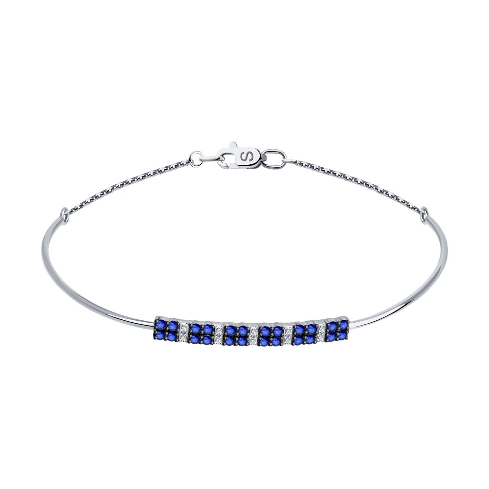 

Браслет из белого золота с бриллиантом/сапфиром р.  SOKOLOV Diamonds 2050070-3, 2050070-3