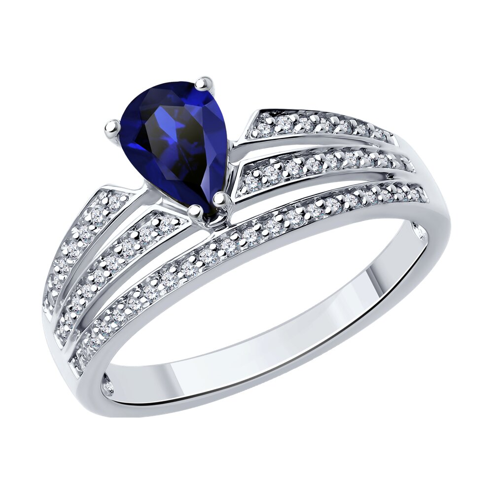 

Кольцо из белого золота р.  SOKOLOV Diamonds 2011279-3, бриллиант/сапфир, 2011279-3