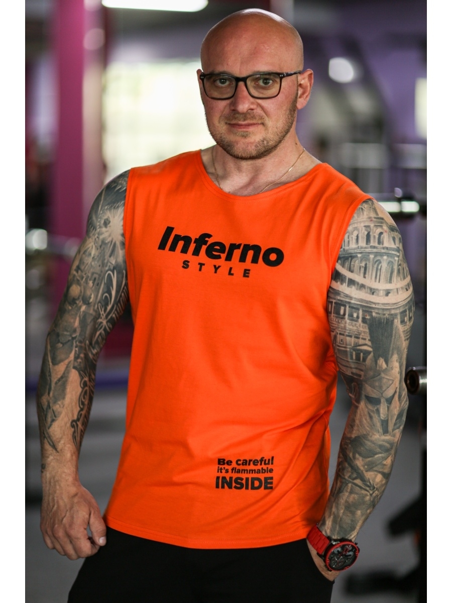

Майка мужская INFERNO style М-002-005 оранжевая 2XL, Оранжевый, М-002-005
