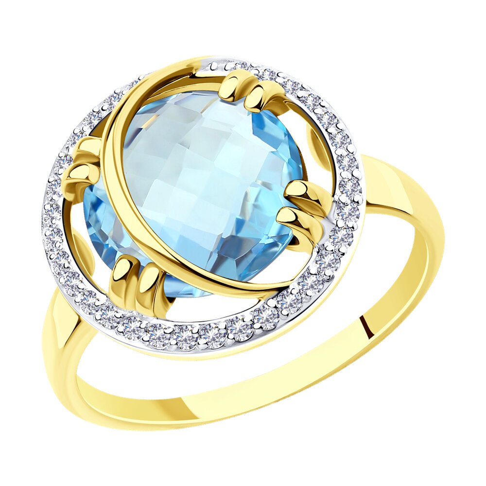 

Кольцо из желтого золота с фианитом/топазом р.  Diamant 53-310-00944-1, 53-310-00944-1