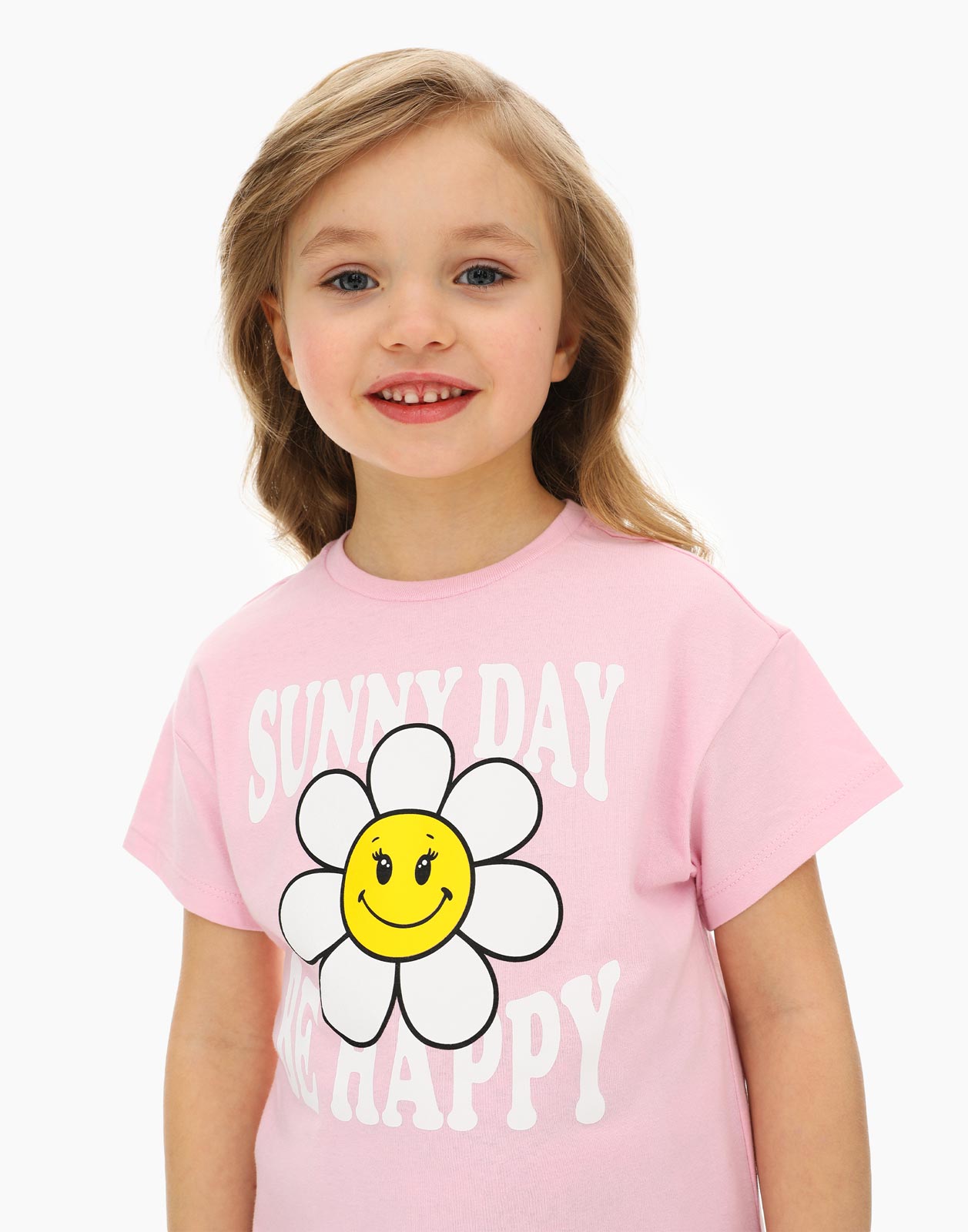 Розовая футболка oversize с надписью для девочки 3-4г/104