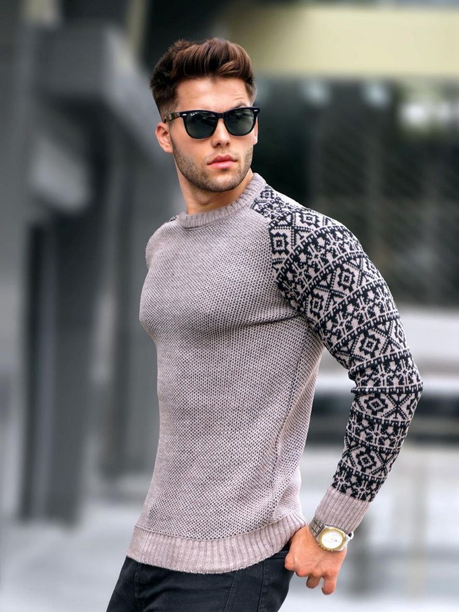 

Свитер мужской NoBrand Patterns коричневый M, Patterns