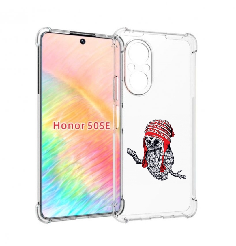 

Чехол бампер MyPads сова-в-красной-шапке-на-веточке для Honor 50, Прозрачный, Tocco