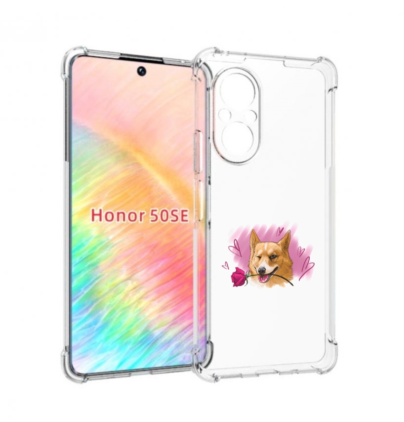 

Чехол бампер MyPads собачка-с-розочкой для Honor 50 SE противоуд, Прозрачный, Tocco