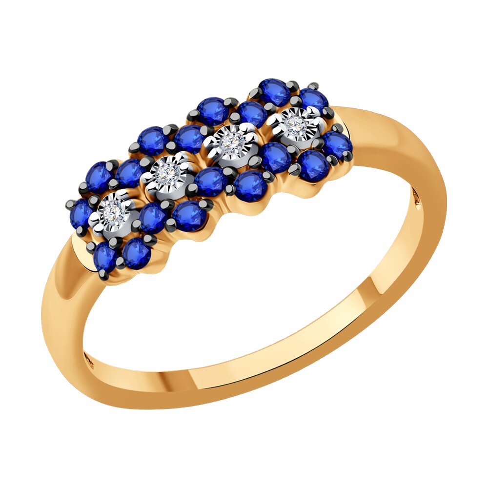 

Кольцо из комбинированного золота с бриллиантом/сапфиром р. 18 SOKOLOV Diamonds 2011259, 2011259