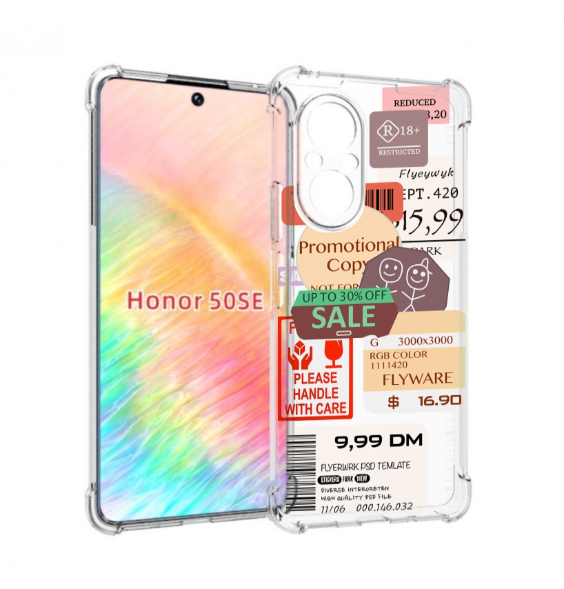 

Чехол бампер MyPads скидочные-купоны-принт для Honor 50 SE проти, Прозрачный, Tocco