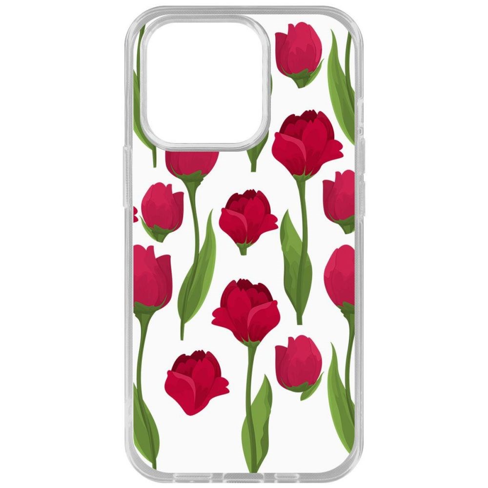 

Чехол-накладка Krutoff Clear Case Розы паттерн для iPhone 14 Pro, Прозрачный