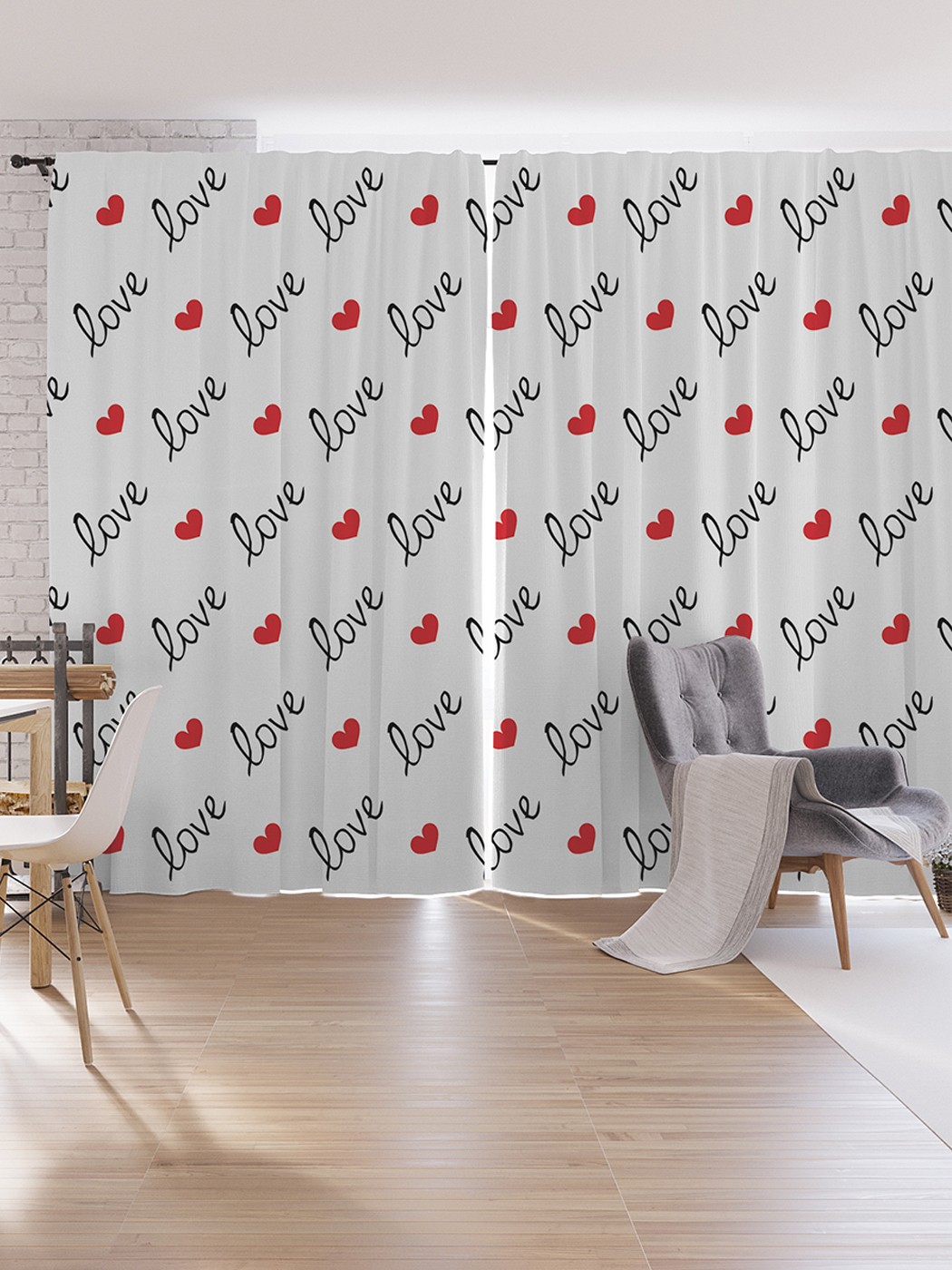 

Шторы под лён JoyArty "My Love", серия Oxford DeLux, 340х265 см, My Love