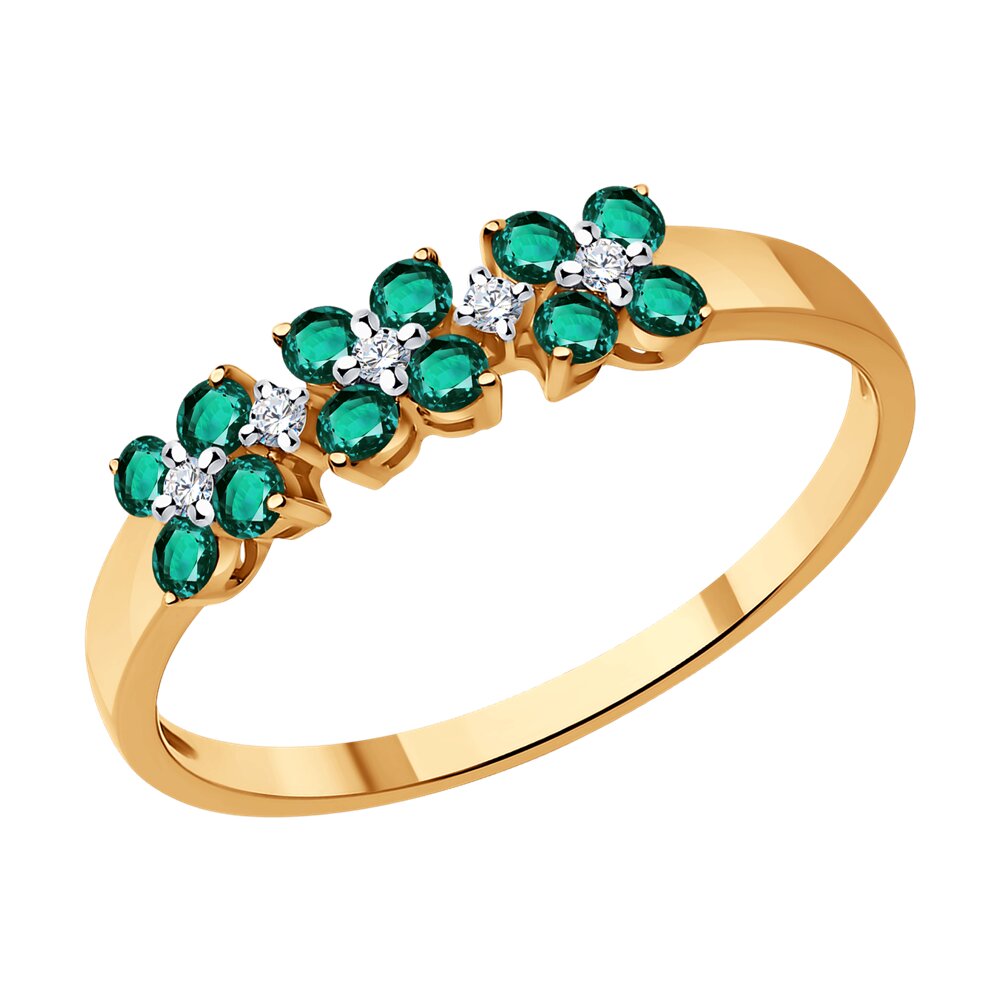 

Кольцо из золота р. 17,5 SOKOLOV Diamonds 3010653, бриллиант\изумруд, 3010653
