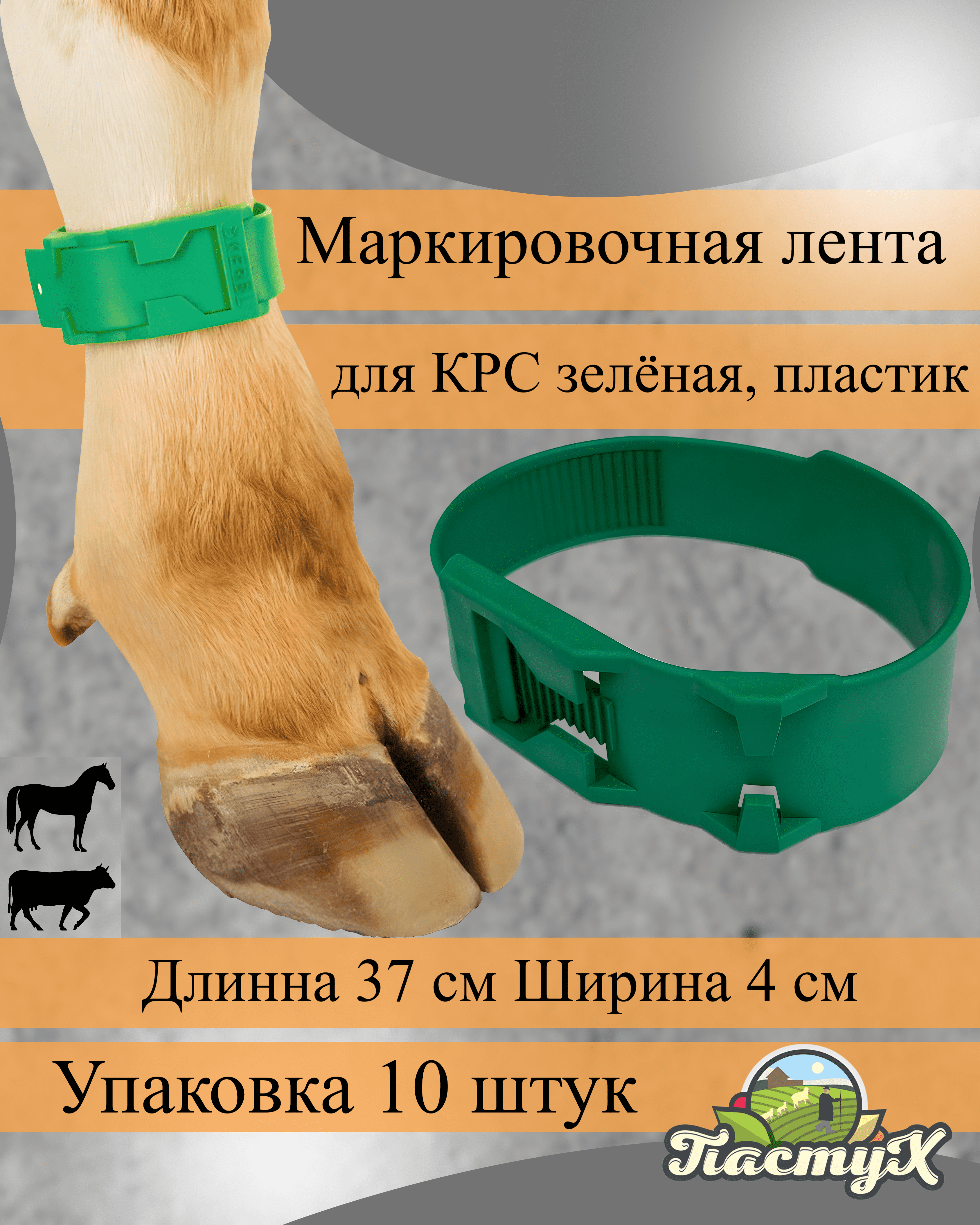 

Маркировочная лента для коров ПАСТУХ, зелёная, пластик, 10 шт, Зеленый
