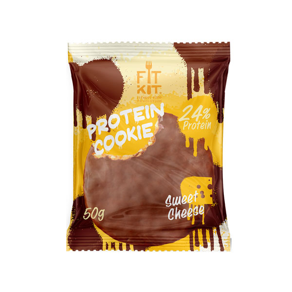 

Протеиновое печенье в шоколаде Fit Kit Chocolate Protein Cookie, сладкий сыр, 50г