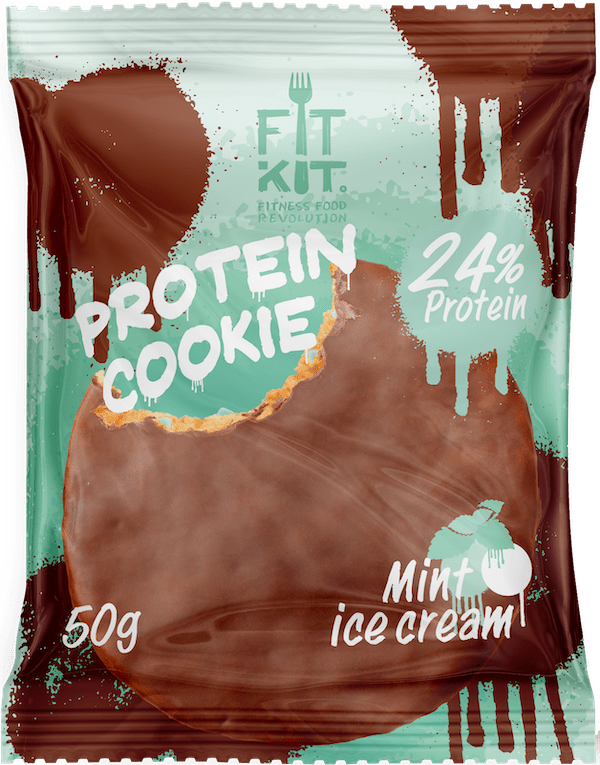 

Протеиновое печенье в шоколаде Fit Kit Chocolate Protein Cookie, мятное мороженое, 50г
