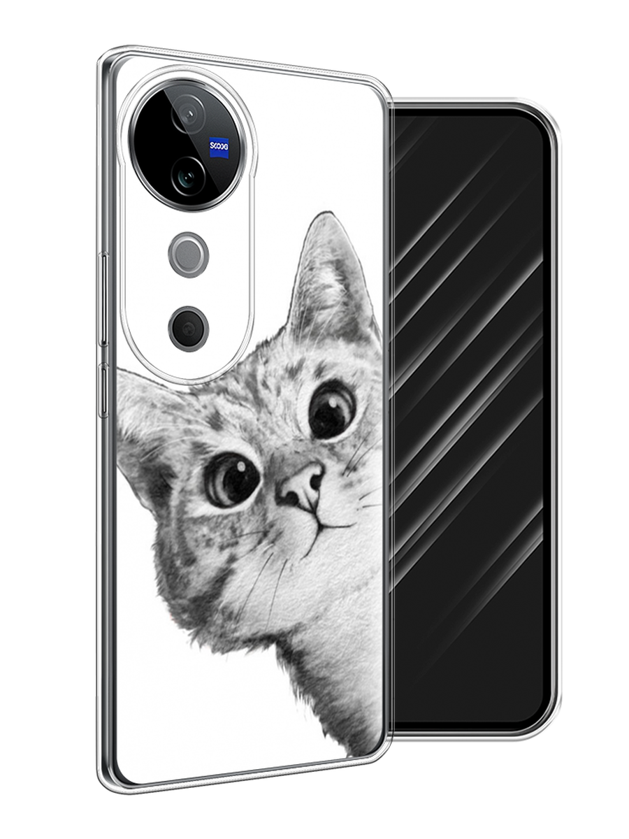 

Чехол Awog на Vivo V40 "Кот рисунок черно-белый", Черный, 2611450-1