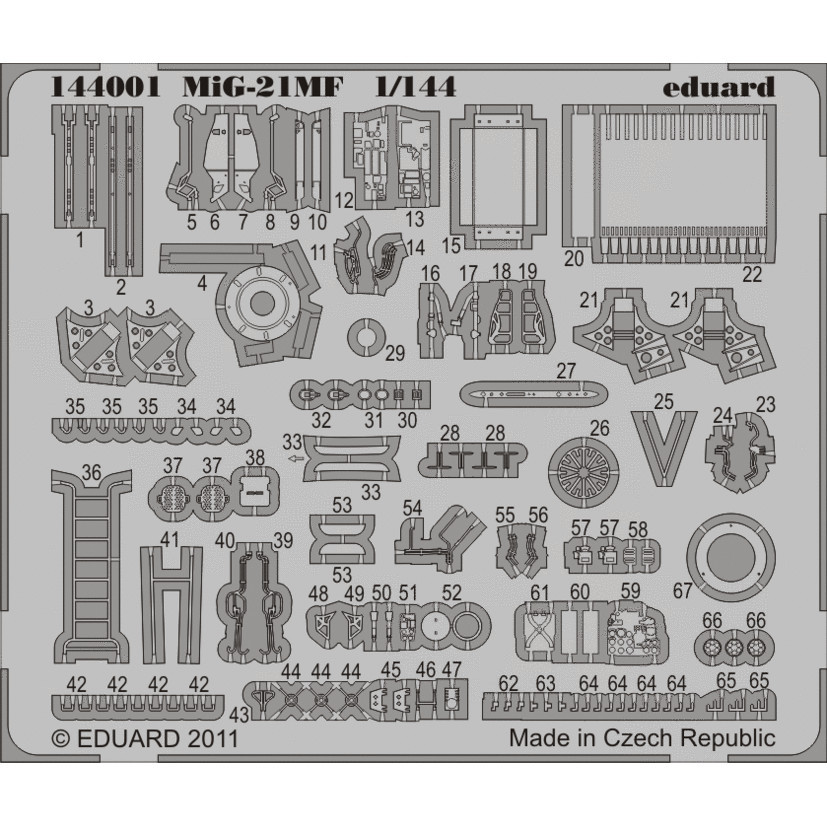 

144001 Eduard 1/144 Фототравление для MiGG-21МФ, Однотонный, 144001