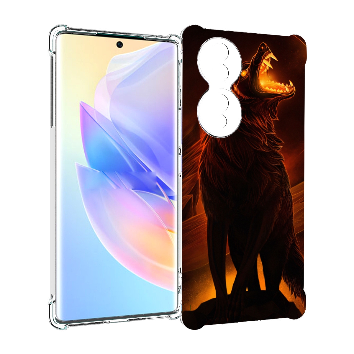 

Чехол MyPads волчара с огнем внутри для Honor 70, Прозрачный, Tocco