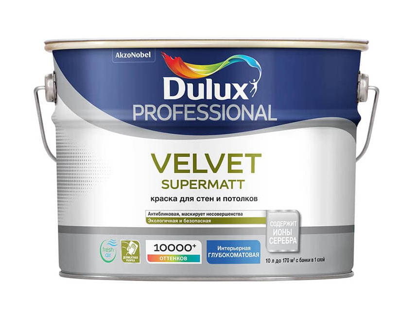 фото Краска для стен и потолков dulux velvet supermatt глубокоматовая bw 10 л