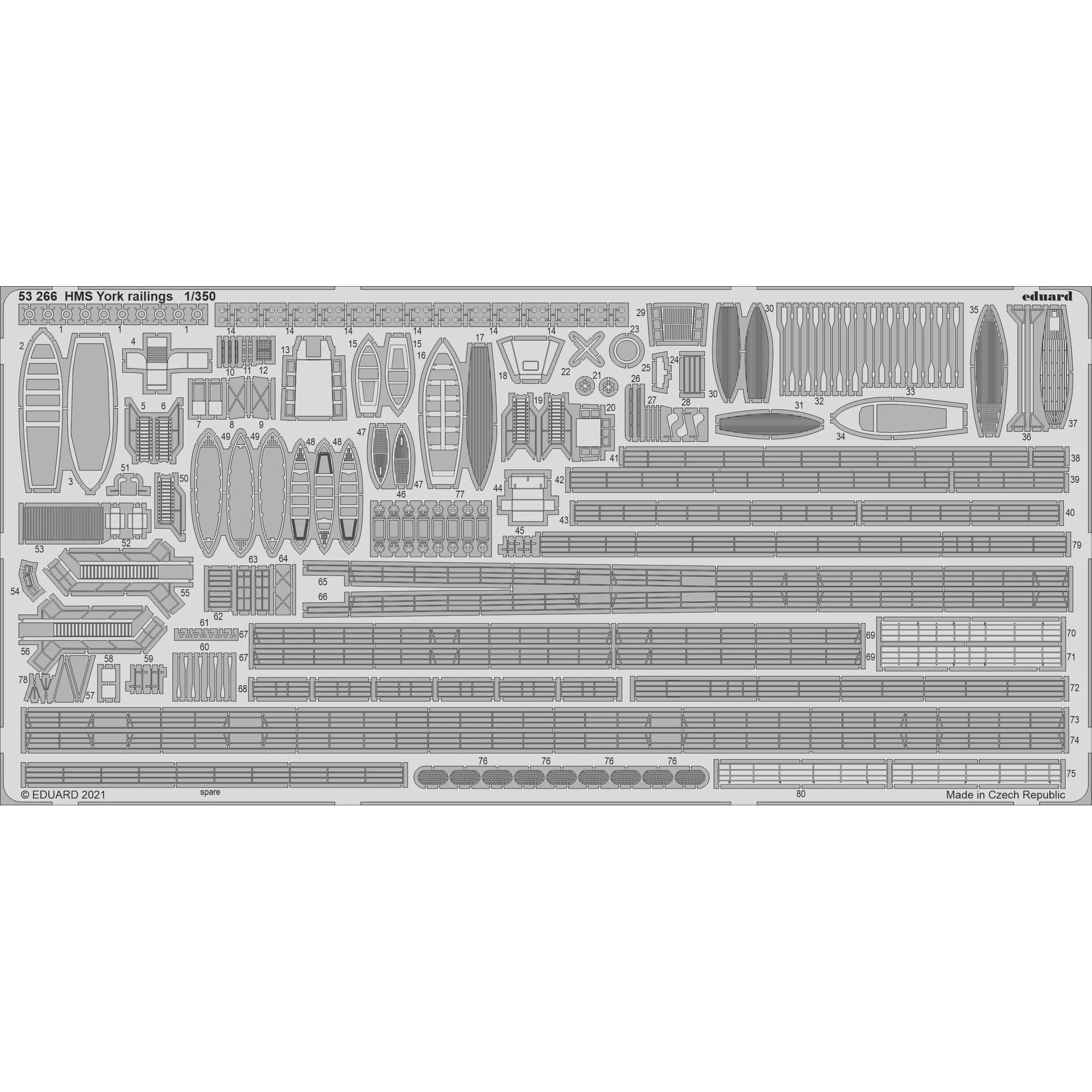 53266 Eduard 1/350 Фототравление для HMS York, ограждения