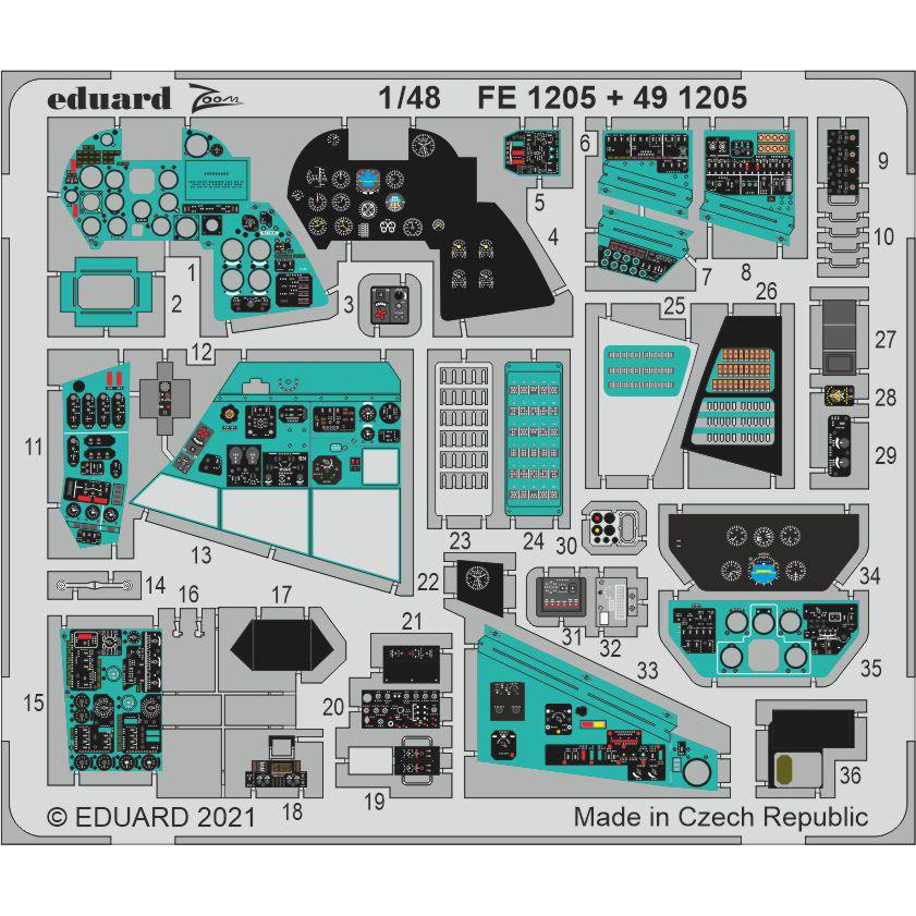 

491205 Eduard 1/48 Фототравление для Mu-24П, интерьер, Однотонный, 491205