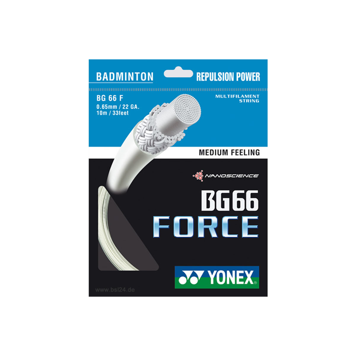 фото Струна для бадминтона yonex 10m bg-66 force, white