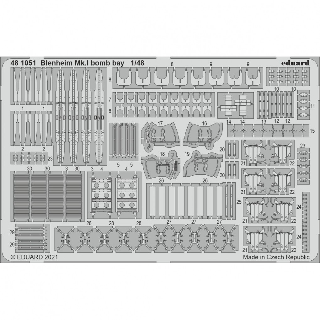 

481051 Eduard 1/48 Фототравление для Blenheim Mk. I, бомболюк, Однотонный, 481051