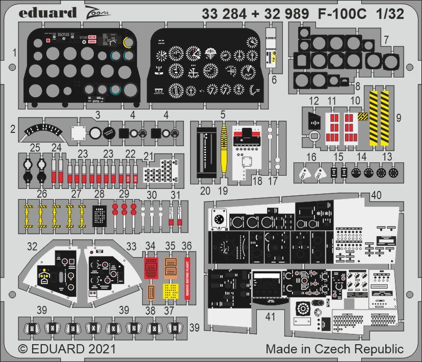 

33284 Eduard 1/32 Фототравление для F-100C, Однотонный, 33284