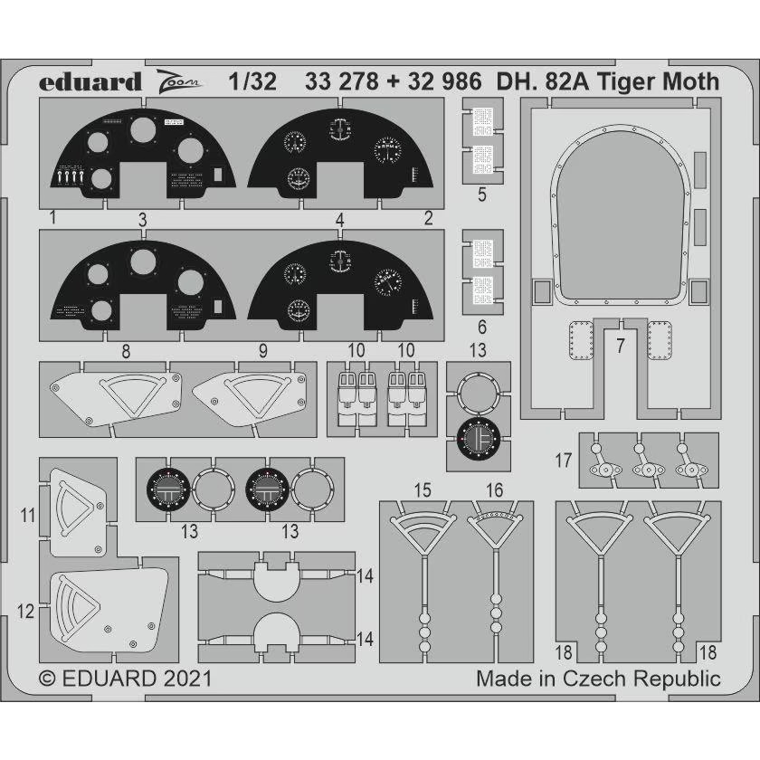 

32986 Eduard 1/32 Фототравление для DH. 82A Tiger Moth, Однотонный, 32986