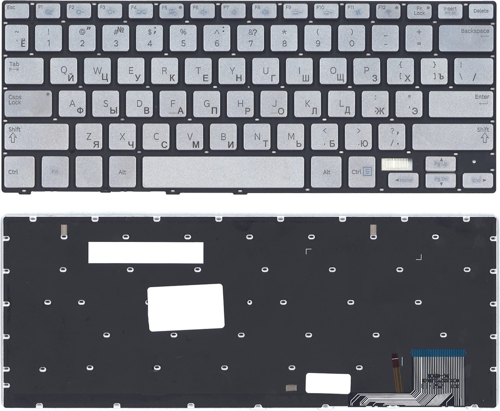 

Клавиатура для Samsung 730U3E, 740U3E, NP740U3E, NP730U3E Series, Русская, Серебряная