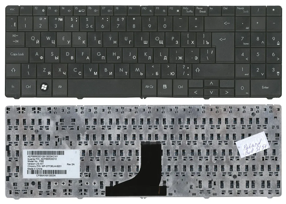 

Клавиатура для Packard Bell SL51 Series, Русская, Чёрная, p/n: AEPB6R00010