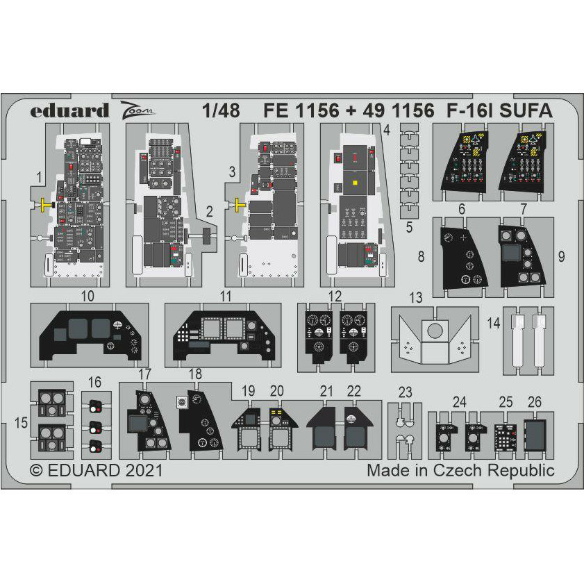 

491156 Eduard 1/48 Фототравление для F-16I SUFA, Однотонный, 491156