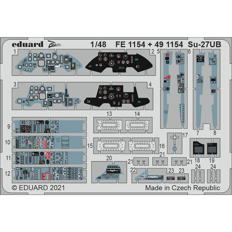 

491154 Eduard 1/48 Фототравление для Суххой-27УБ, Однотонный, 491154