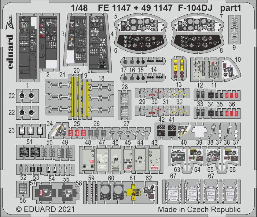 

491147 Eduard 1/48 Фототравление для F-104DJ, Однотонный, 491147