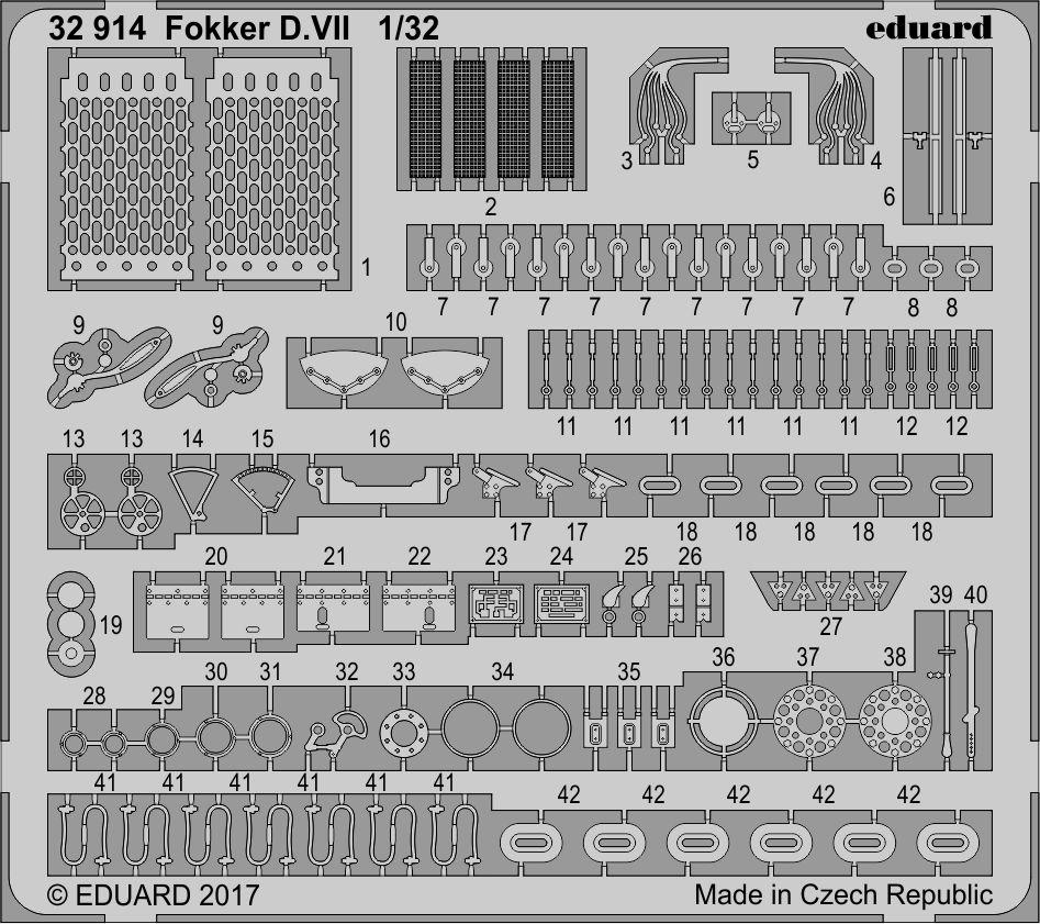 

32914 Eduard 1/32 Фототравление для Fokker D. VII, Однотонный, 32914