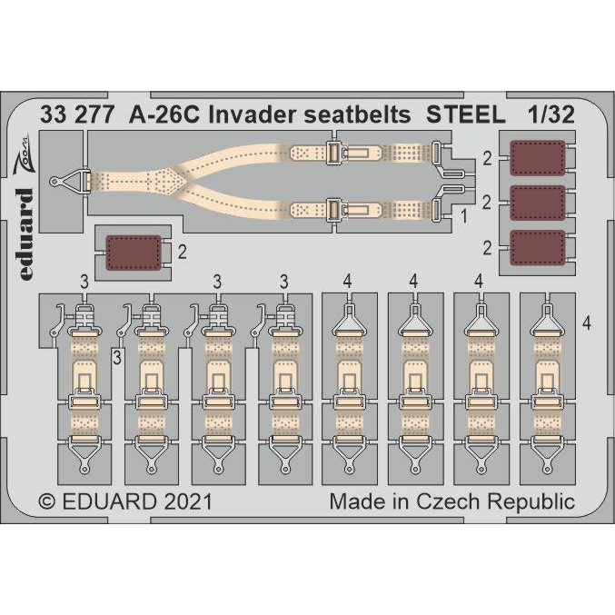 

33277 Eduard 1/32 Фототравление для A-26C Invader, стальные ремни, Однотонный, 33277