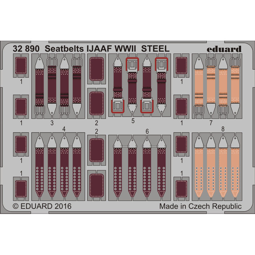 

32890 Eduard 1/32 Фототравление Ремни Японские ВВС Вторая Мировая СТАЛЬ, Однотонный, 32890