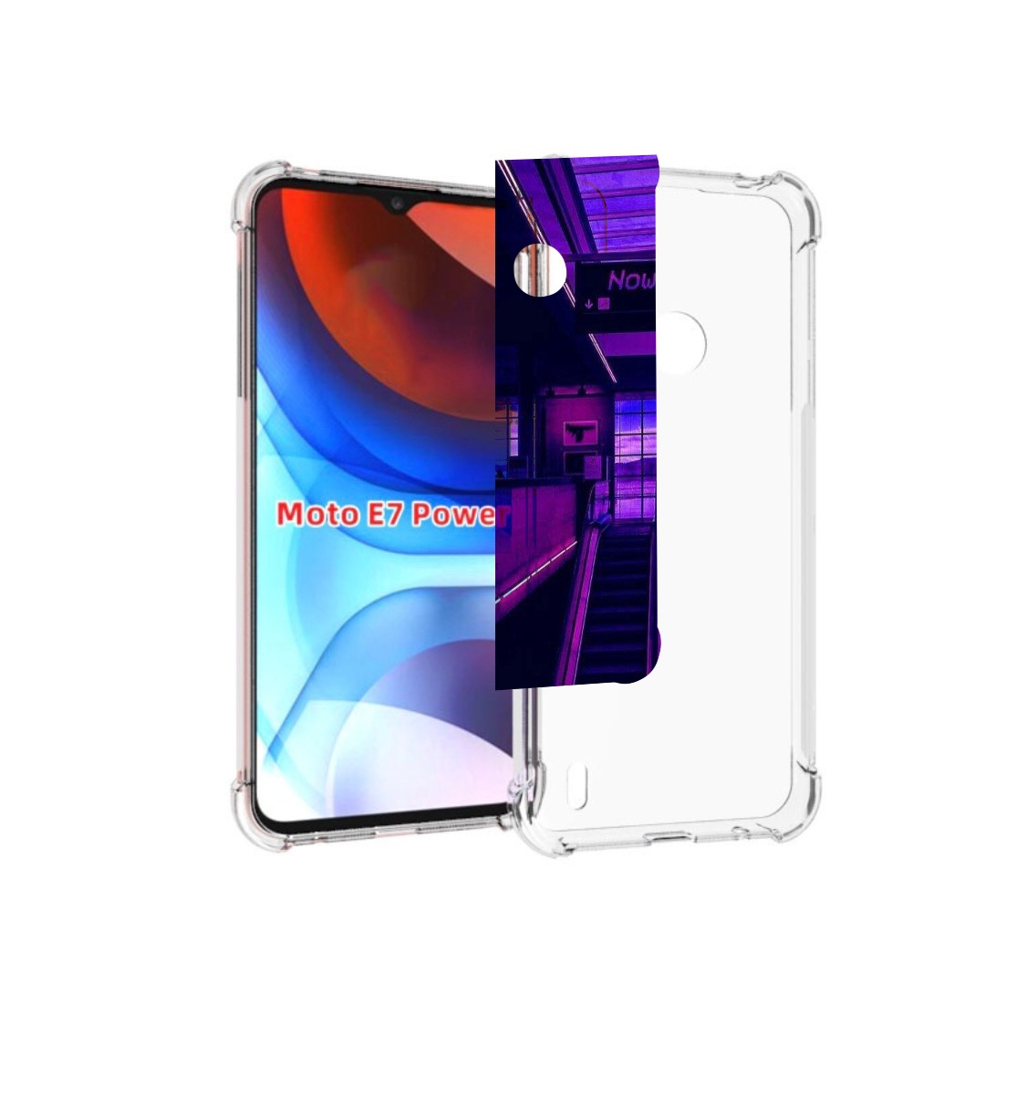 

Чехол MyPads фиолетовый эскалатор для Motorola Moto E7 Power, Прозрачный, Tocco