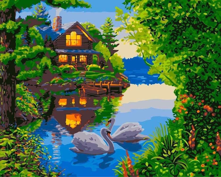 

Картина по номерам Фрея Дом у озера, 40x50, Фрея Дом у озера