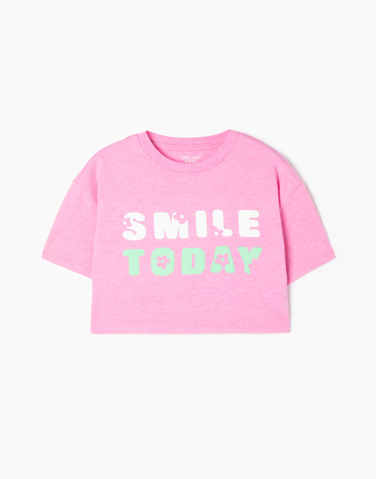 

Розовая укороченная футболка oversize с принтом для девочки 3-4г/104, Розовый, GKT021356