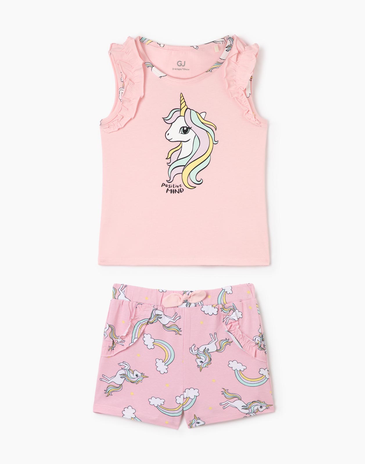 Розовая пижама с единорогами для девочки 2-4г/98-104
