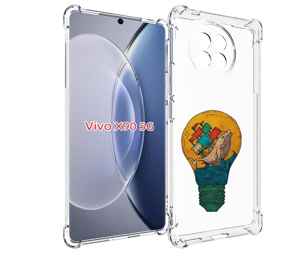 Чехол MyPads кит в лампочке с парусами для Vivo X90