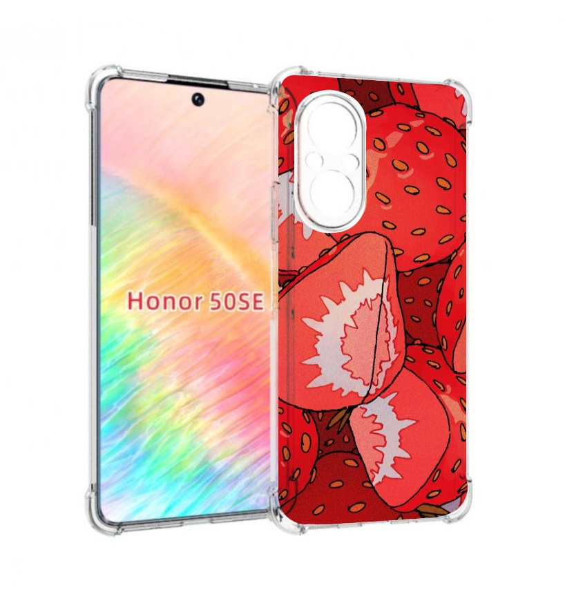 

Чехол бампер MyPads рисованная-клубника для Honor 50 SE противоу, Прозрачный, Tocco