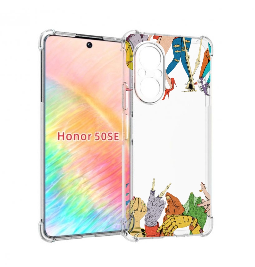 

Чехол бампер MyPads разные персонажи пальчики для Honor 50 SE пр, Прозрачный, Tocco